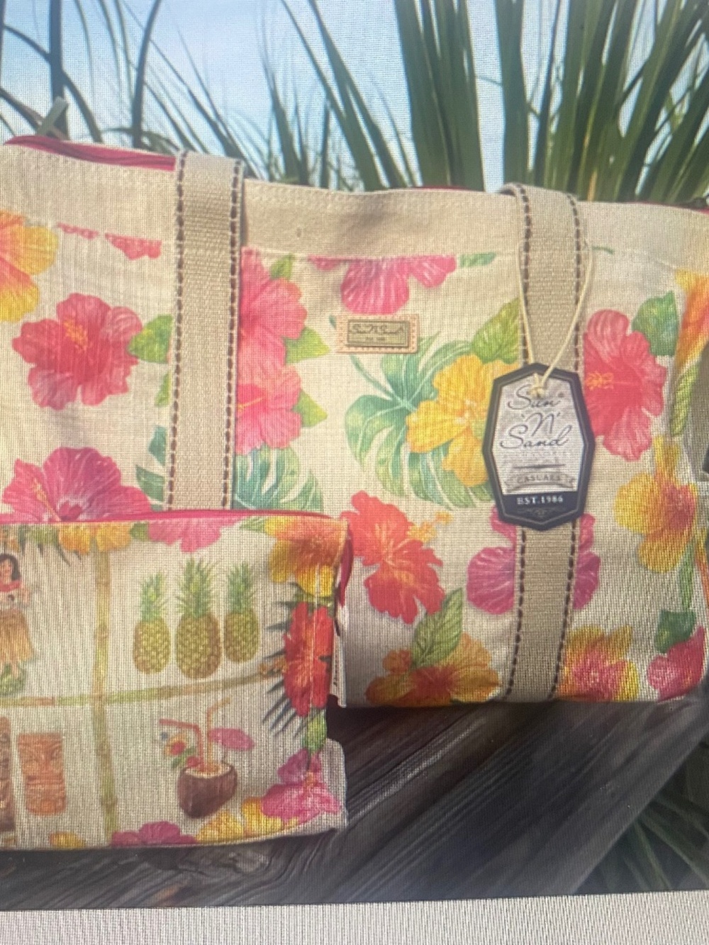TROPICAL PRINT CANVAS DUFFLE BAG / CARRYON